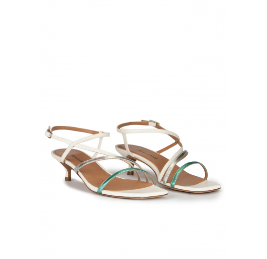 Strappy mid heeled sandals in multicoloured metallic leather Pura López