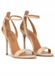 Ankle strap high heel sandals in beige leather