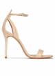 Ankle strap high heel sandals in beige leather
