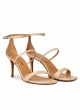 Beige leather squared-off toe mid heel sandals