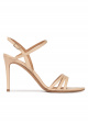 Strappy high heel sandals in beige leather