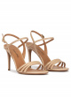 Strappy high heel sandals in beige leather