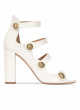 Off-white strappy high block heel sandals in leather