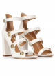 Off-white strappy high block heel sandals in leather