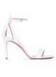 Ankle strap high heel sandals in off-white leather