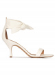 Mid heel sandals in off-white leather