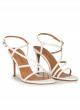 Strappy stiletto heel sandals in offwhite leather