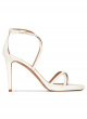 Platform stiletto heel sandals in off-white leather