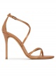 Strappy high heel sandals in camel leather
