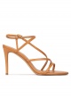 Strappy high-heeled sandals in camel leather