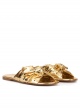 Gold flat sandals with bow detail