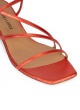 Coral strappy mid heel sandals in metallic leather