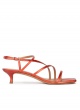 Coral strappy mid heel sandals in metallic leather