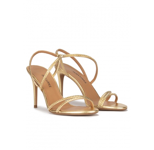 High stiletto heel sandals in gold leather Pura López