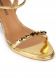 Crystal embellished platform high heel sandals in gold