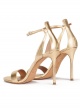 Ankle-strap high heeled sandals in gold metallic leather