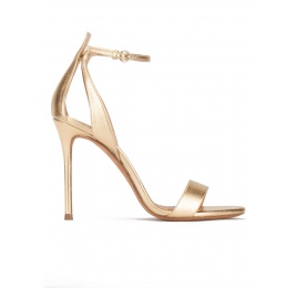 Gold leather high heel sandals PURA LOPEZ