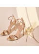 Ankle-strap high heeled sandals in gold metallic leather