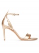 Ankle strap high-heeled sandals in gold leather