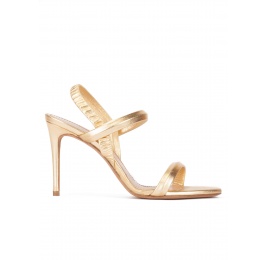 High stiletto heel sandals in gold leather Pura López