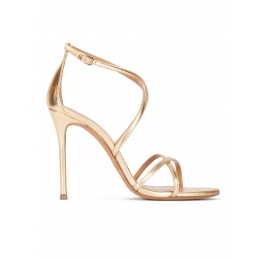 Gold leather strappy high heel sandals Pura López