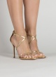 Gold leather strappy high heel sandals