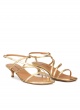 Gold leather strappy mid heel sandals