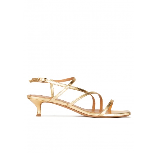 gold evening shoes mid heel