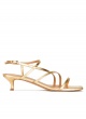 Gold leather strappy mid heel sandals