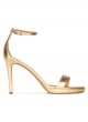 Ankle strap platform high heel sandals in gold leather