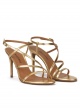 Strappy high heel sandals in gold leather