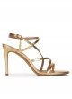 Strappy high heel sandals in gold leather