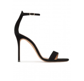 Black suede ankle strap high heel sandals Pura López