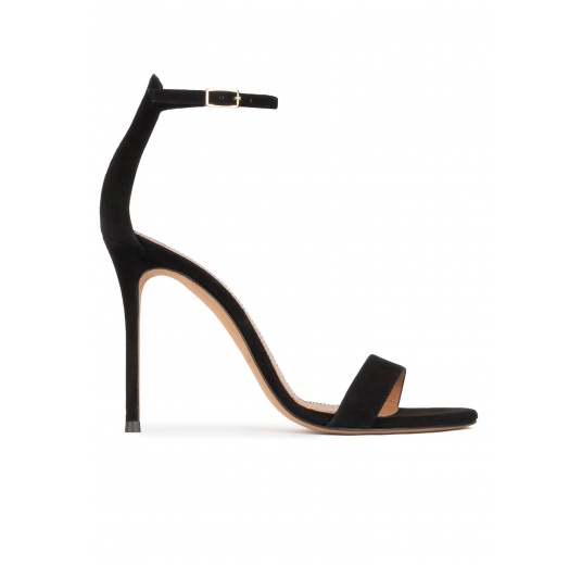 Black suede ankle strap high heel sandals Pura López