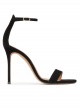 Black suede ankle strap high heel sandals