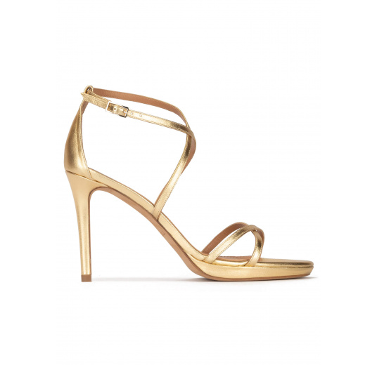 Gold leather platform stiletto heel sandals Pura López