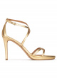 Gold leather platform stiletto heel sandals