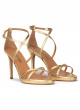 Gold leather platform stiletto heel sandals