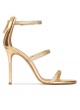 High heel sandals in gold metallic leather and glitter