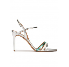 Multcolored high stiletto heel sandals in metallic leather Pura López