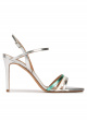 Multcolored high stiletto heel sandals in metallic leather
