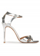 Silver party high heel sandals in metallic leather