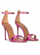 Fuchsia heeled sandals in metallic leather