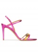 Strappy high-heeled sandals in multicolored metallic leather
