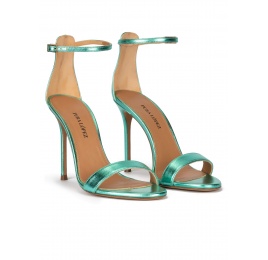 Aquamarine heeled sandals in metallic leather Pura López