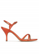 Orange leather mid curved heel sandals
