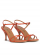 Orange leather mid curved heel sandals