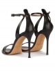 Ankle strap high stiletto heel sandals in black leather