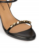 Crystal embellished platform heeled sandals in black