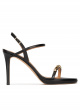 Crystal embellished platform heeled sandals in black calf leather